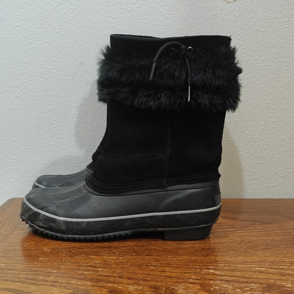 Fuax Fur. Women’s 9 Steel Shank Snow Boots Leather Upper - Picture 2 of 9